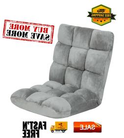 14-Position Memory Foam Cushioned Floor Gaming Chair, gray, 
