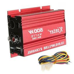 2 CH RSM 500W Car Motorcycle 12V Hi-Fi Stereo Audio Amplifie