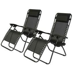 Beach Patio Pool Yard Folding Recliner Black