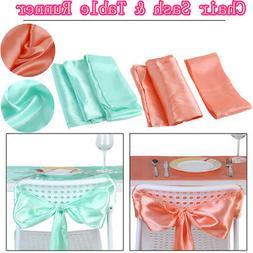25/50/100 PCS Pintuck Table Runner/Chair Sash Ribbon Bow Cov