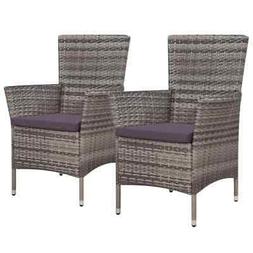 Poly Rattan Wicker W/ Cushion Gray Garden Patio