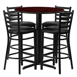 Flash Furniture 30'' Round Mahogany Laminate Table Set with 