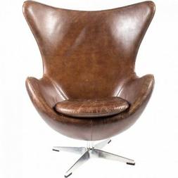 Stainless Steel Swivel Base Top Grain Leather Modern
