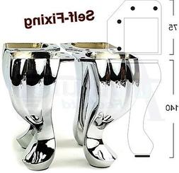 4x REPLACEMENT CHROME FURNITURE LEGS FOR SOFA, CHAIR, BEDS, 