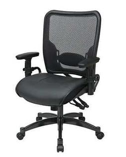OFFICE STAR 6876 Manager Chair,Leather,Blk,18-22" Seat Ht
