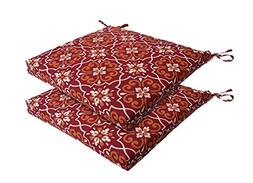 Bossima Indoor/Outdoor Red Damask Seat Pad, Set of 2