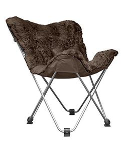 Cocoon Long Hair Faux Fur Butterfly Chair, Brown