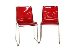 Lino Transparent Red Acrylic Dining Chair, Set of 2