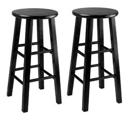 Winsome 24-Inch Square Leg Counter Stool, Black, Set of 2