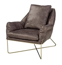 - Contemporary - Gray Faux Leather Loose Cushions - Gold Met