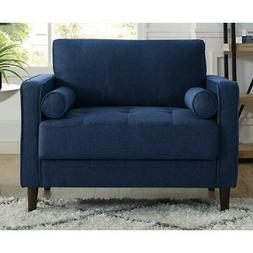 Mid Century Modern Microfiber Navy Blue