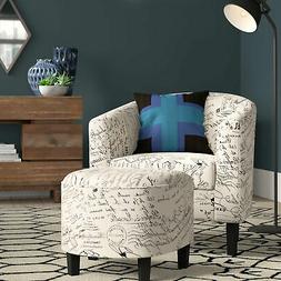 With Curved Back & French Print W/ Ottoman Modern Armrest, B