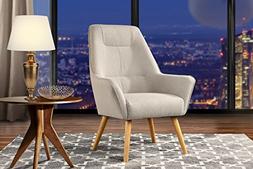 For Living Room, Upholstered Linen Arm Chairs With Natural W