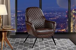 For Living Room, Faux Leather Arm Chair With Diamond Stitch 