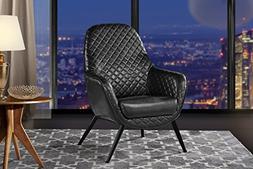 For Living Room, Faux Leather Arm Chair With Diamond Stitch 