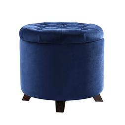 Poly and Bark Antonia Velvet Storage Ottoman, Blue