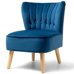 Tufted Velvet Leisure Chair Single Sofa Upholstered Blue