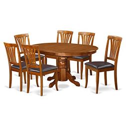 East West Furniture AVON7-SBR-LC 7-Piece Dining Table Set