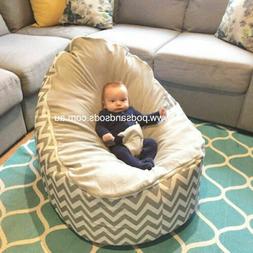 BABY BEANBAG -LARGE GREY CHEV WITH HARNESS for Newborn Bubs 