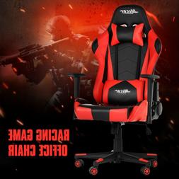Ergonomic High-back Leather Chair W/armrest Red