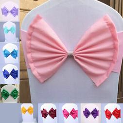 Cover Decor Spandex Stretch Sashes Wedding Party Bow Buckle 
