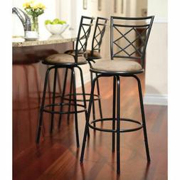 Bar Stools Set of 3 Adjustable Height Swivel Seat Furniture 
