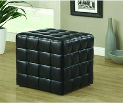 Ottoman Cube Black Faux Leather Modern Square Bedroom Living