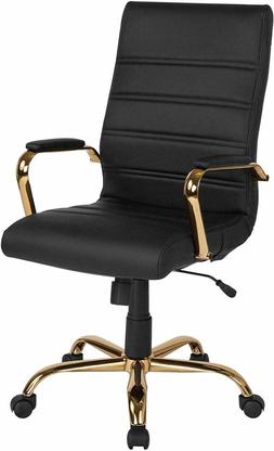 Swivel Desk Seat High Back Gold Frame With Wheels