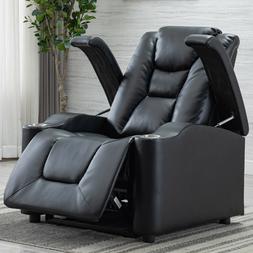 Home Theater Sofa W/usb Port Cup Holder Adjustable Headrest