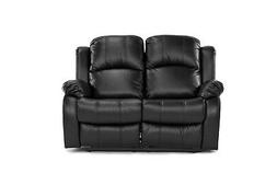 Black Recliner 2-Seater Love Seat Over Stuffed Bonded Leathe