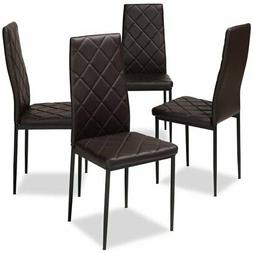 Baxton Studio Blaise Brown Faux Leather Dining Chair 