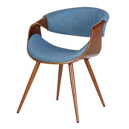In Blue Fabric And Walnut Wood Finish