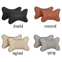 Car Seat Pillow Headrest Pad Memory Foam Leather Head Neck R