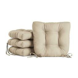 Seat Cushion Pads With Ties Kitchen Dining Room 4 Pack Tan B