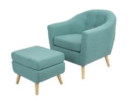 With Ottoman Barrel Accent Seat Wood Feet Button Tufted Casu
