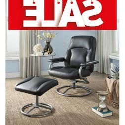 With Ottoman Recliner Swivel Footrest Comfy Reading Black Br