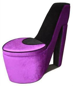 With Storage, High Heel Design, Purple And Black