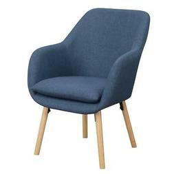 In Blue Linen Fabric With Wood Legs