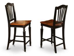 Chelsea Stools with wood seat, 24 seat height - Black Finish