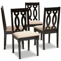 Baxton Studio Cherese Sand Espresso Brown Finished Wood Dini