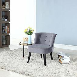 With Tufted Buttons, Armless Grey