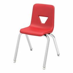 Lorell&reg; Classroom Student Stack Chairs, 14"H Seat, Red/Silv