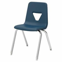 Lorell&reg; Classroom Student Stack Chairs, 18"H Seat, Navy/Sil