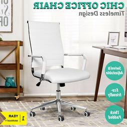 Office Executive Task Swivel Chair Padded Adjustable White