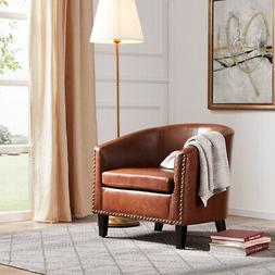 Modern Contemporary Upholstered Barrel Tub Club Accent Chair