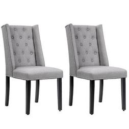 Set Of 2 Elegant Dining Side Chairs Button Tufted Fabric W/n