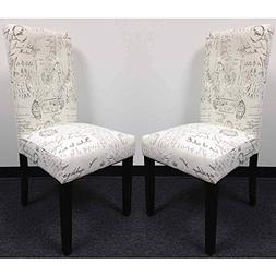 Upholstery French Script Micro Suede Print High Back