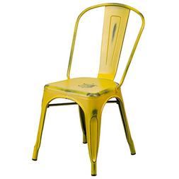 Flash Furniture Distressed Yellow Metal Indoor-Outdoor Stack