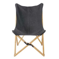 Composite Frame Black Canvas Solid Bamboo Butterfly Chair