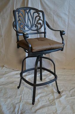 Elizabeth Outdoor Patio Swivel BarStools Cast Aluminum Dark 